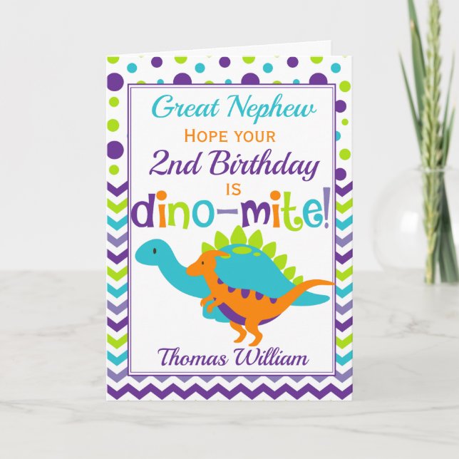 Nephew Birthday Dinosaur Dino-Mite Kort (Framsida)