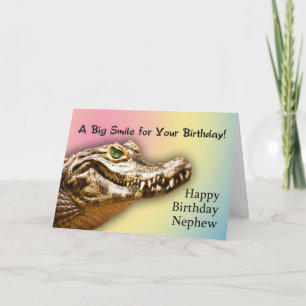 Nephew Birthday-kort med leende alligator Kort