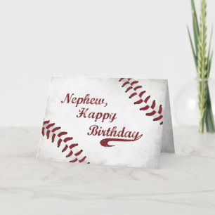 Nephew Birthday Large Grunge Baseball, sport Kort