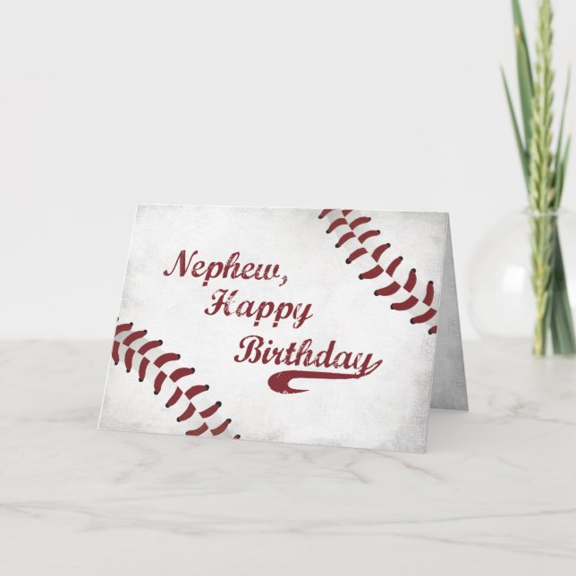 Nephew Birthday Large Grunge Baseball, sport Kort (Framsida)