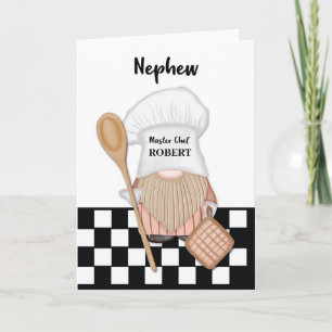 Nephew Birthday Whimsical Gnome Chef Cooking Kort