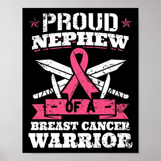 Nephew Breast Cancer Warrior Rosa Awareness Rib Poster (Framsidan)