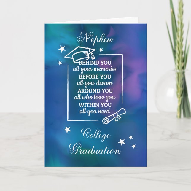 Nephew College Graduation Quote Watercolor Kort (Framsida)