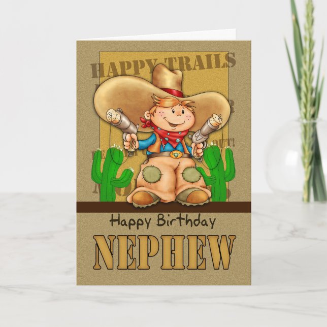 Nephew Cowboy Birthday Card - Rootin'Tootin'Birt Kort (Framsida)