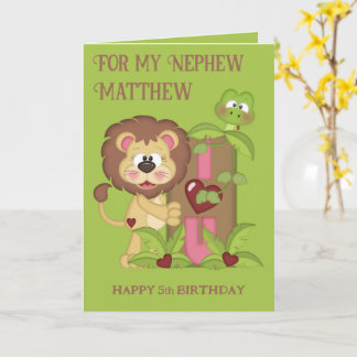 Nephew Cute Lejon Birthday Önskemål Kort