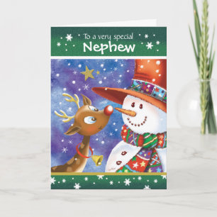 Nephew, Cute Reindeer och Snögubbe Helgkort