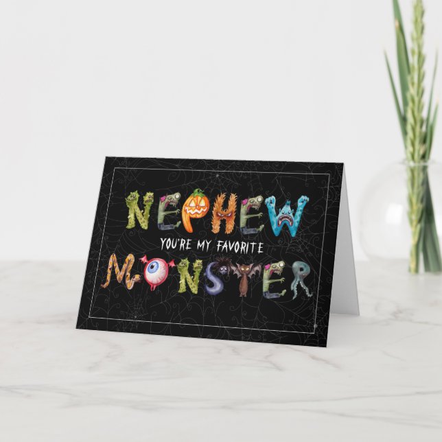 Nephew Favorite Monster Funny Halloween Kort (Framsida)