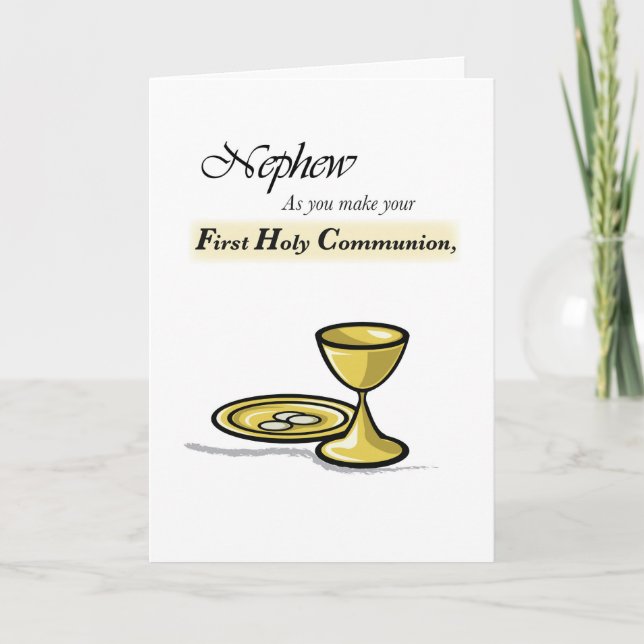 Nephew First Communion Guld Chalice, Paten Kort (Framsida)