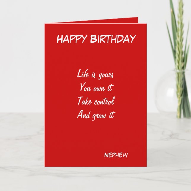 Nephew motivational birthday greeting cards kort (Framsida)