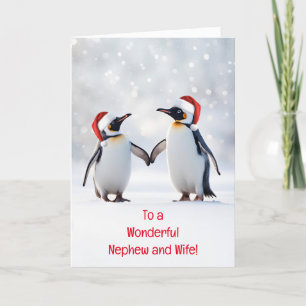 Nephew och frun Jul Helgdag Cute Penguins Kort