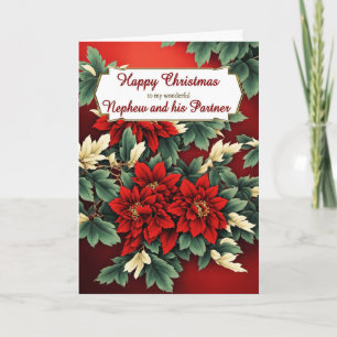 Nephew och hans familjejul Poinsettias Helgkort