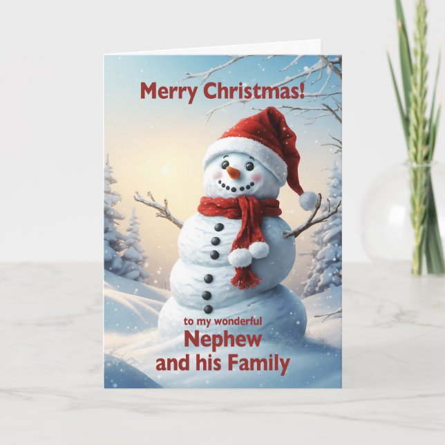 Nephew och hans familjejul Snögubbe Helgkort (Framsida)