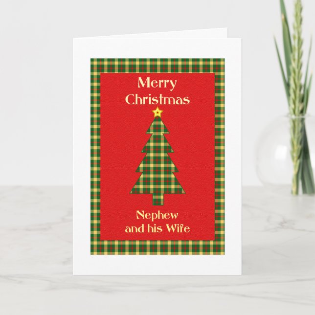 Nephew och hans fru Tartan Julgran Helgkort (Framsida)