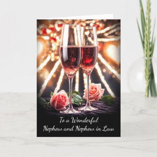 Nephew och Make-årsdagen med Rosa Champagne Kort