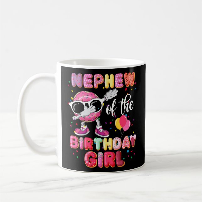 Nephew of the Birthday Girl Funny Dabbing Donut Kaffemugg (Vänster)