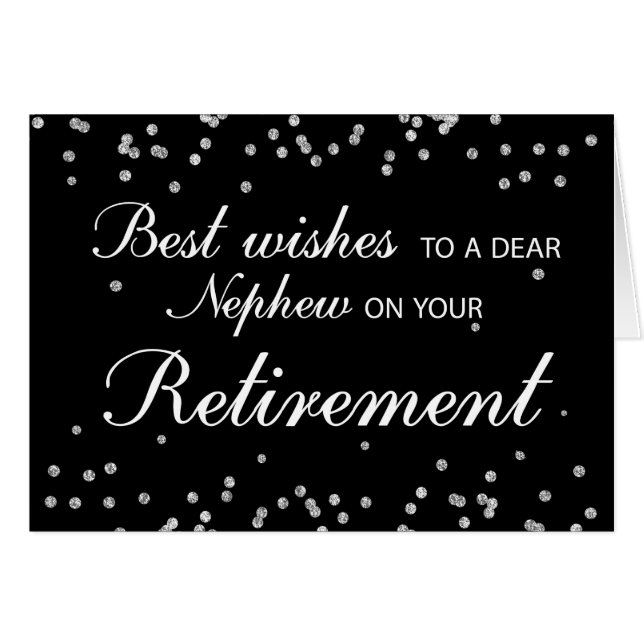 Nephew, Pension Grattis Black + Silver Hälsningskort (Framsidan Horizontal)