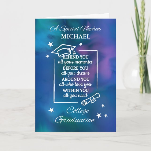 Nephew Personalize College Graduation Quote Kort (Framsida)