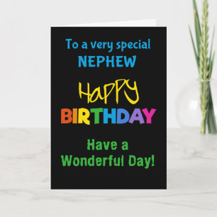 Nephew Rainbow Färg på Black Birthday Card Kort