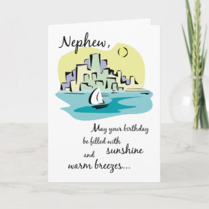 Nephew Sailboat City Birthday Kort