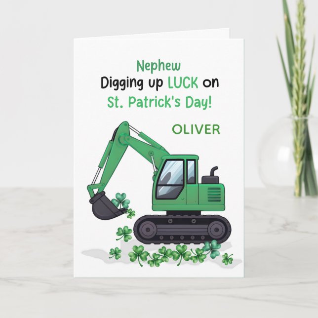 Nephew St Patricks Day Construction Truck Kort (Framsida)