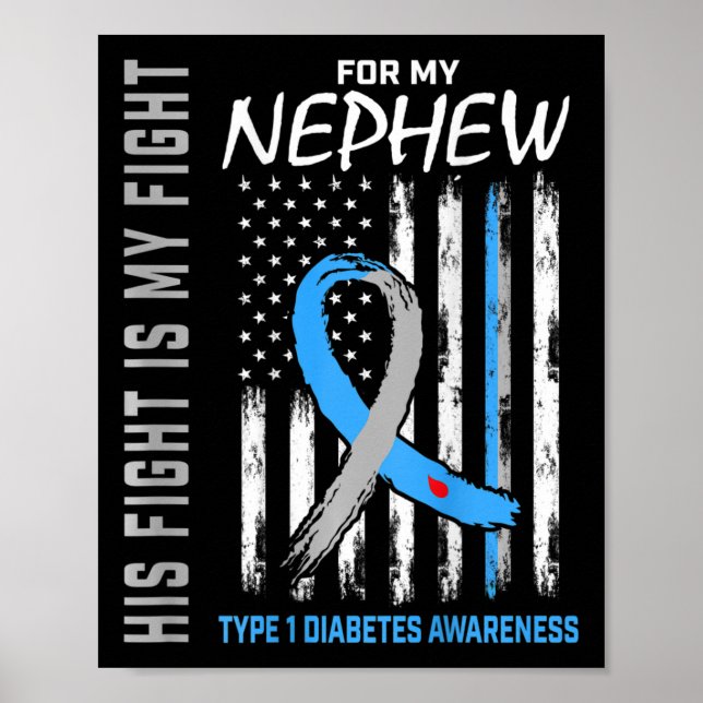 Nephew typ 1 Diabetes Awareness American Flagga B Poster (Framsidan)