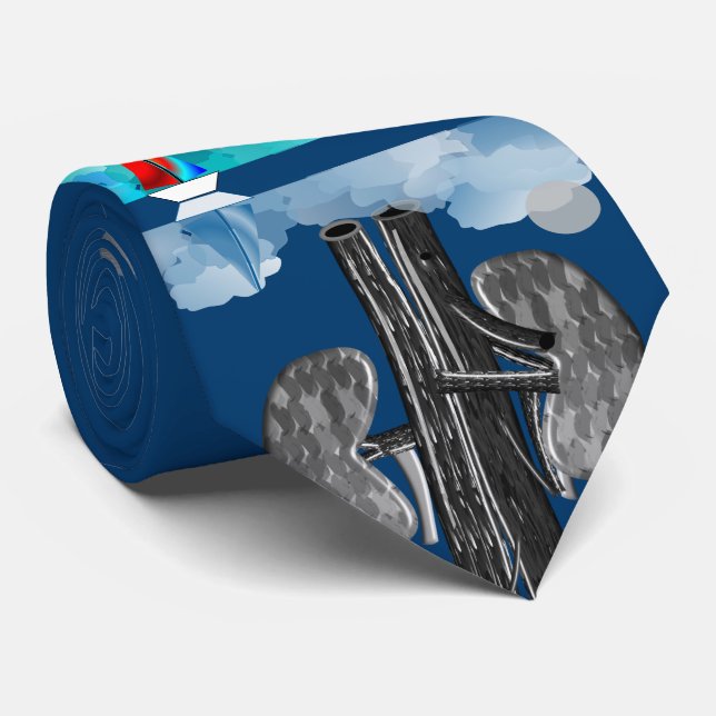 Nephrolog Tie Unique Artsy Sailboat #30 Slips (Rullad)