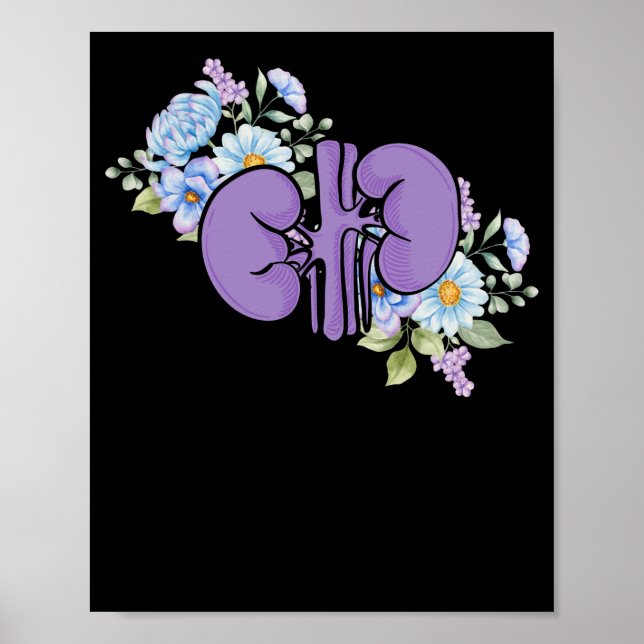 Nephrologi Kidney Organ Flowers Poster (Framsidan)