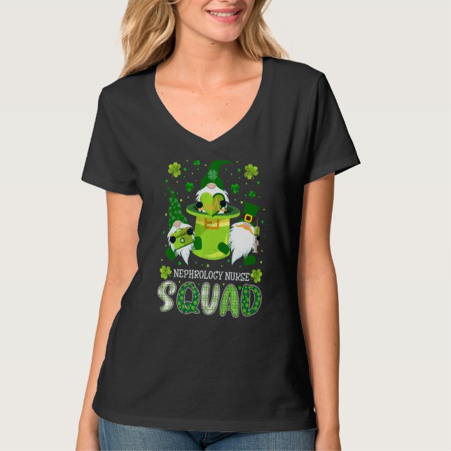 Nephrology Nurse Squad Nursing St Patrick Day Gnom T Shirt (Framsida)