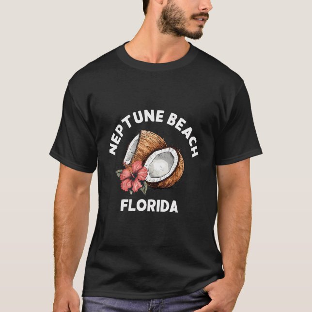 Neptune Beach Florida Coconut Tropical Beach T Shirt (Framsida)