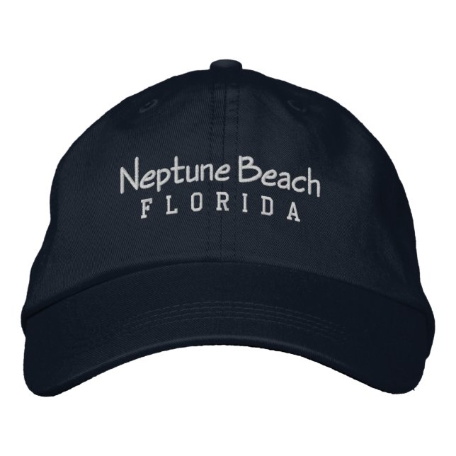 Neptune Beach Florida Embroired Baseball Hat Broderad Keps (Framsida)