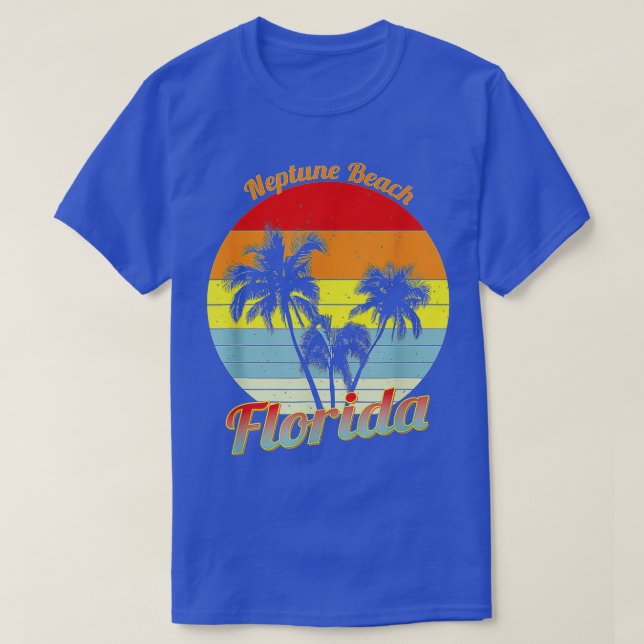 Neptune Beach Florida Retro Tropical Handflatan Tr T Shirt (Design framsida)