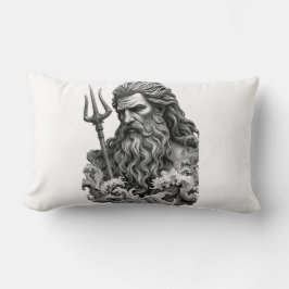 Neptune God - Black Marble Art Lumbarkudde