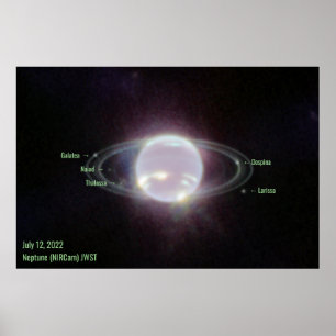 Neptune James Webb Photo NIRCam Image Grönt Text Poster
