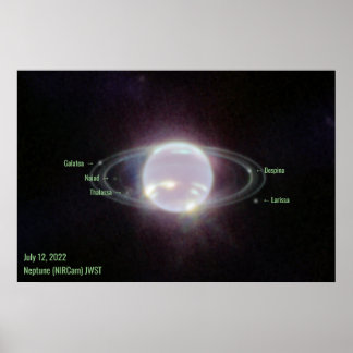 Neptune James Webb Photo NIRCam Image Grönt Text Poster