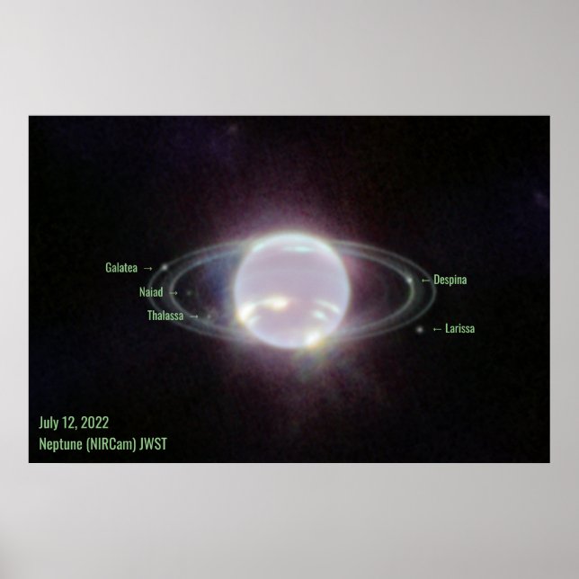 Neptune James Webb Photo NIRCam Image Grönt Text Poster (Framsidan)