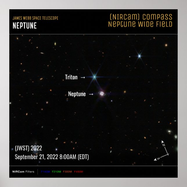Neptune NIRCam Compass James Webb Telescope JWST Poster (Framsidan)