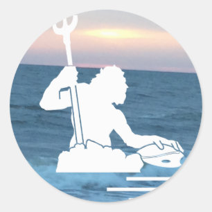 Neptune on Sea Sticker Runt Klistermärke