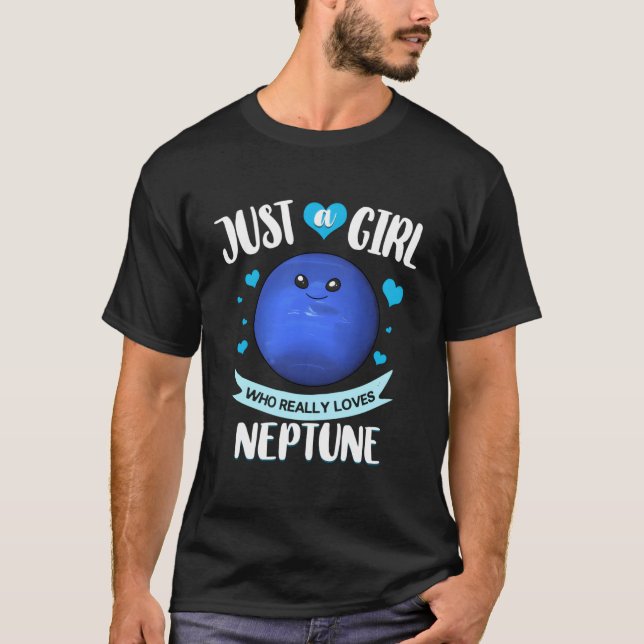 Neptune Planet Ring Solar System T Shirt (Framsida)