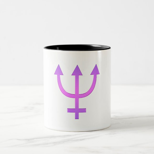 Neptune planetär symbol Astrology Zodiac Pisces Två-Tonad Mugg (Center)