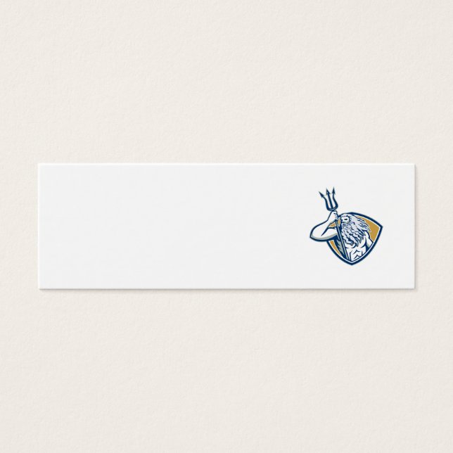 Neptune Poseidon Trident Shield Retro Litet Visitkort (Framsidan)