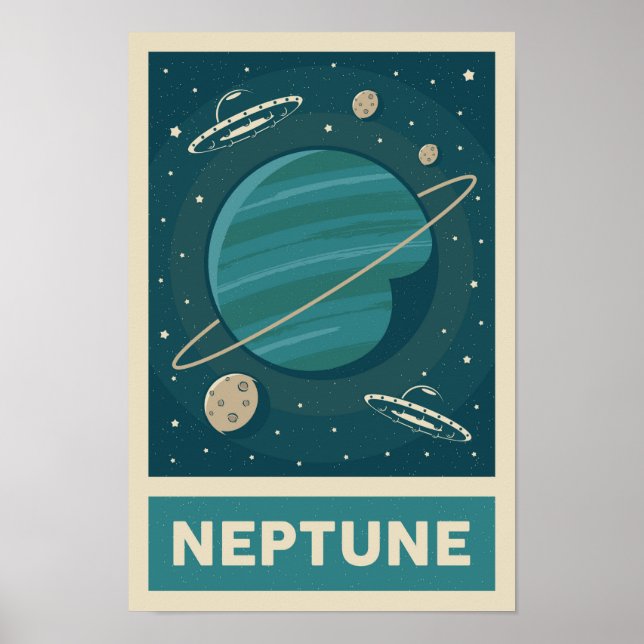 Neptune Retro Galaxy UFO Poster (Framsidan)