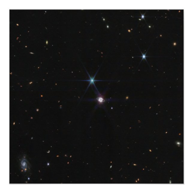 Neptune Ring System hundratals galaxies Webb Fototryck (Framsidan)