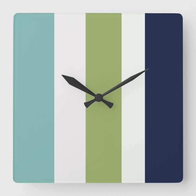 Neptune, Seashell, Grönt och marinens Rand Fyrkantig Klocka (Framsida)