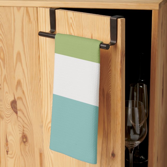 Neptune, Seashell, Grönt och marinens Rand Kökshandduk (Thirds Fold)