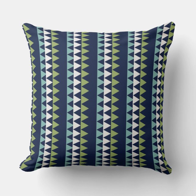 Neptune, Seashell, Grönt och marintrianglar Kudde (Framsida)