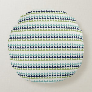 Neptune, Seashell, Grönt och marintrianglar Rund Kudde