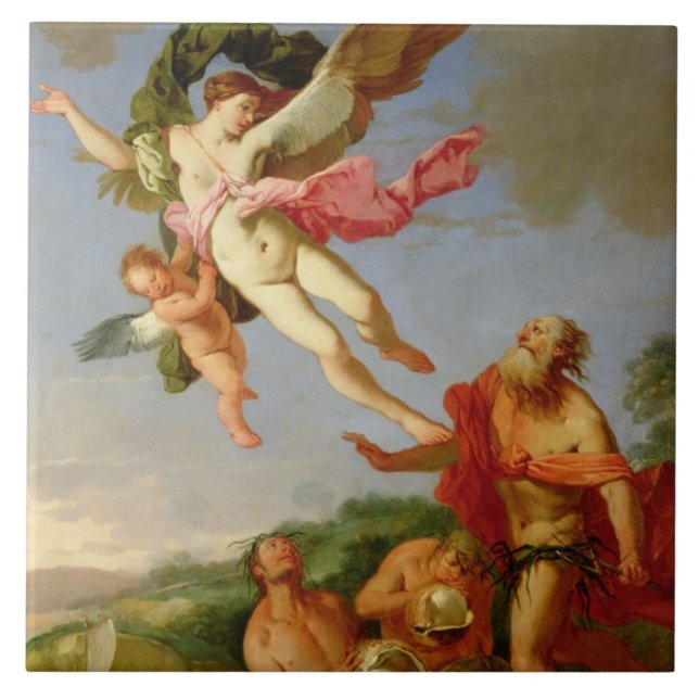 Neptune som förföljer Coronis, 1665-70 (olja på Kakelplatta (Framsidan)