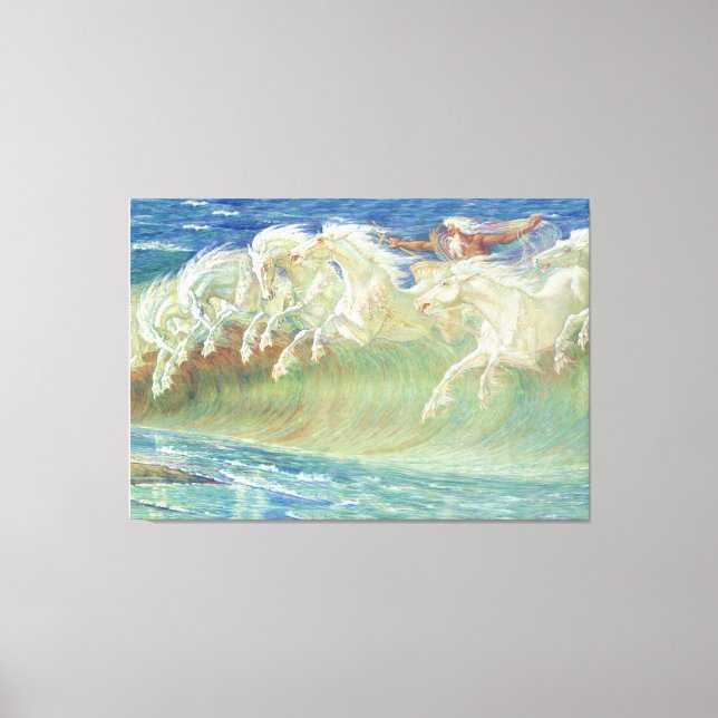 Neptunes hästar av Walter Crane Canvastryck (Framsida)