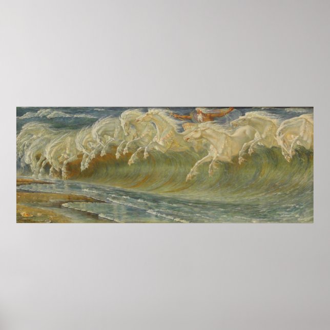 Neptunes hästar av Walter Crane Poster (Framsidan)