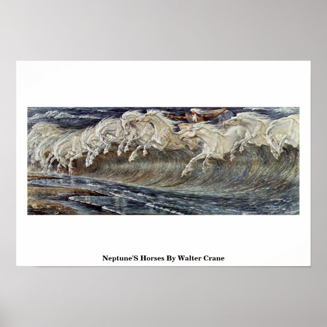 Neptunes hästar av Walter Crane Poster (Framsidan)